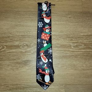 Holiday Traditions Men's Christmas Festive Hallmark Penguins Blue Neck Tie New w